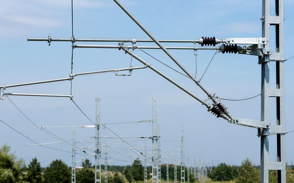 Overhead contact system cantilevers, insulators and catenary wires